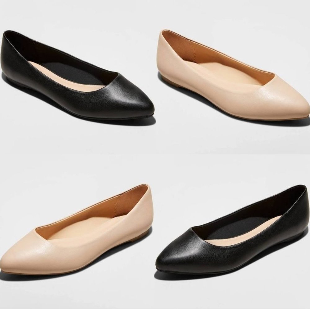 🔥 NWT 2 Pairs Microsuede Pointed Toe Ballet Flats